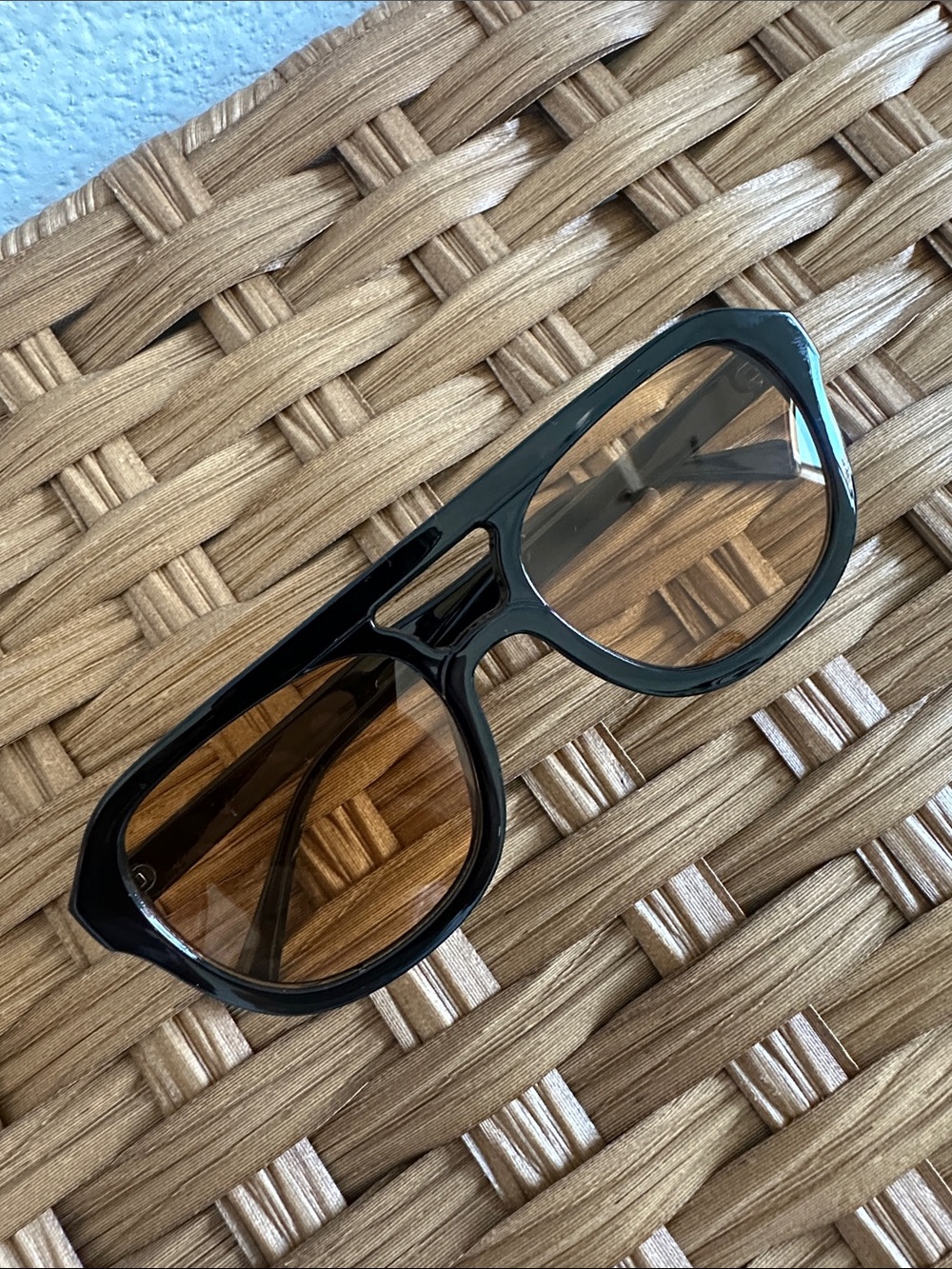 Aviator Black Frame Sunglasses with Yellow Tint Lenses